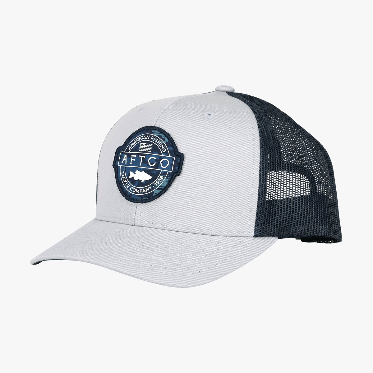 Green Camo Bass Patch Trucker Hat / AFTCO Trusted