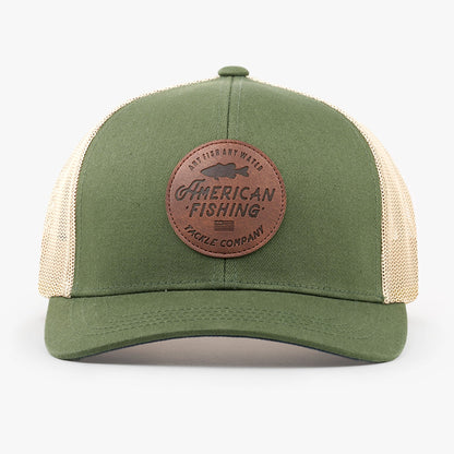 Olive Lemonade Leather Trucker Hat / AFTCO Value