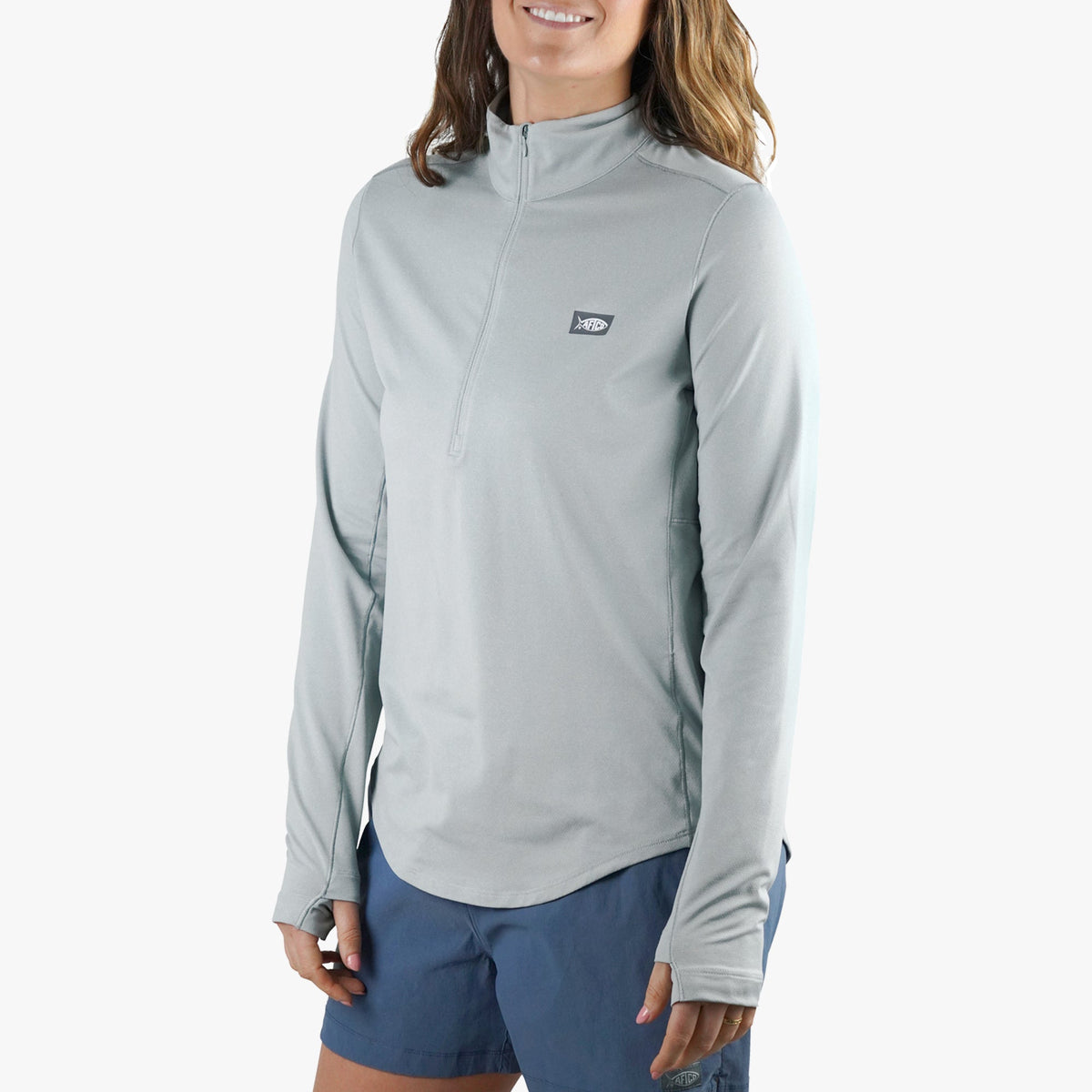 Harbor Gray Heather Women's Mojeaux 1/4 Zip Performance Shirt / AFTCO Essential