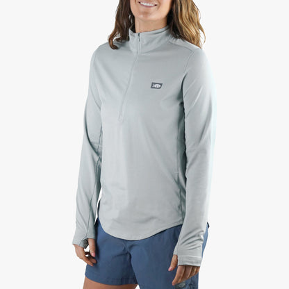 Harbor Gray Heather Women's Mojeaux 1/4 Zip Performance Shirt / AFTCO Essential