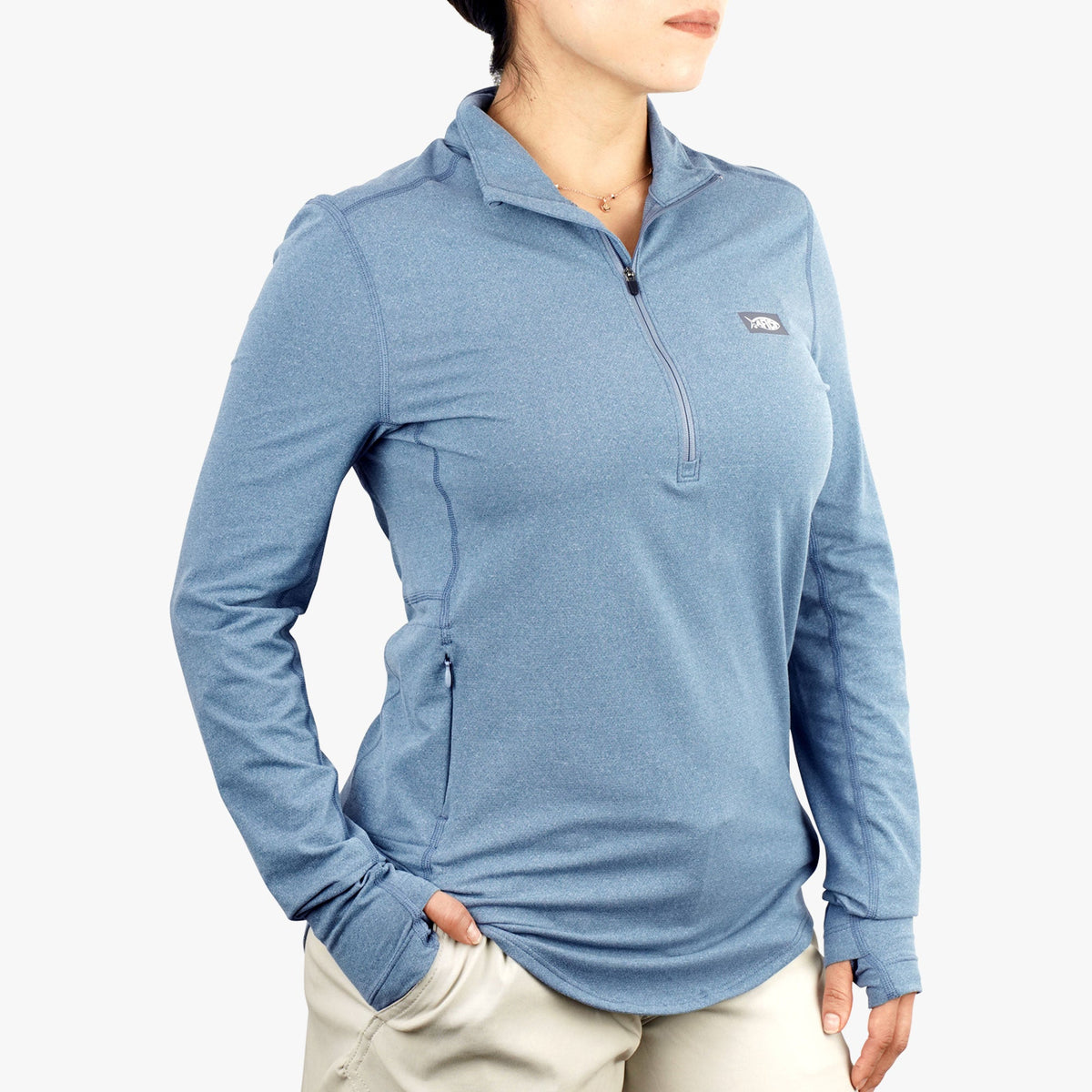 Harbor Gray Heather Women's Mojeaux 1/4 Zip Performance Shirt / AFTCO Essential