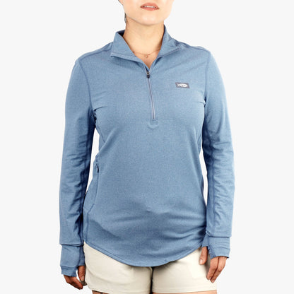 Harbor Gray Heather Women's Mojeaux 1/4 Zip Performance Shirt / AFTCO Essential