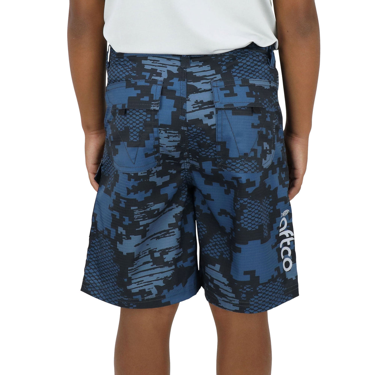 Navy Digi Camo Youth Tactical Shorts / AFTCO Trusted