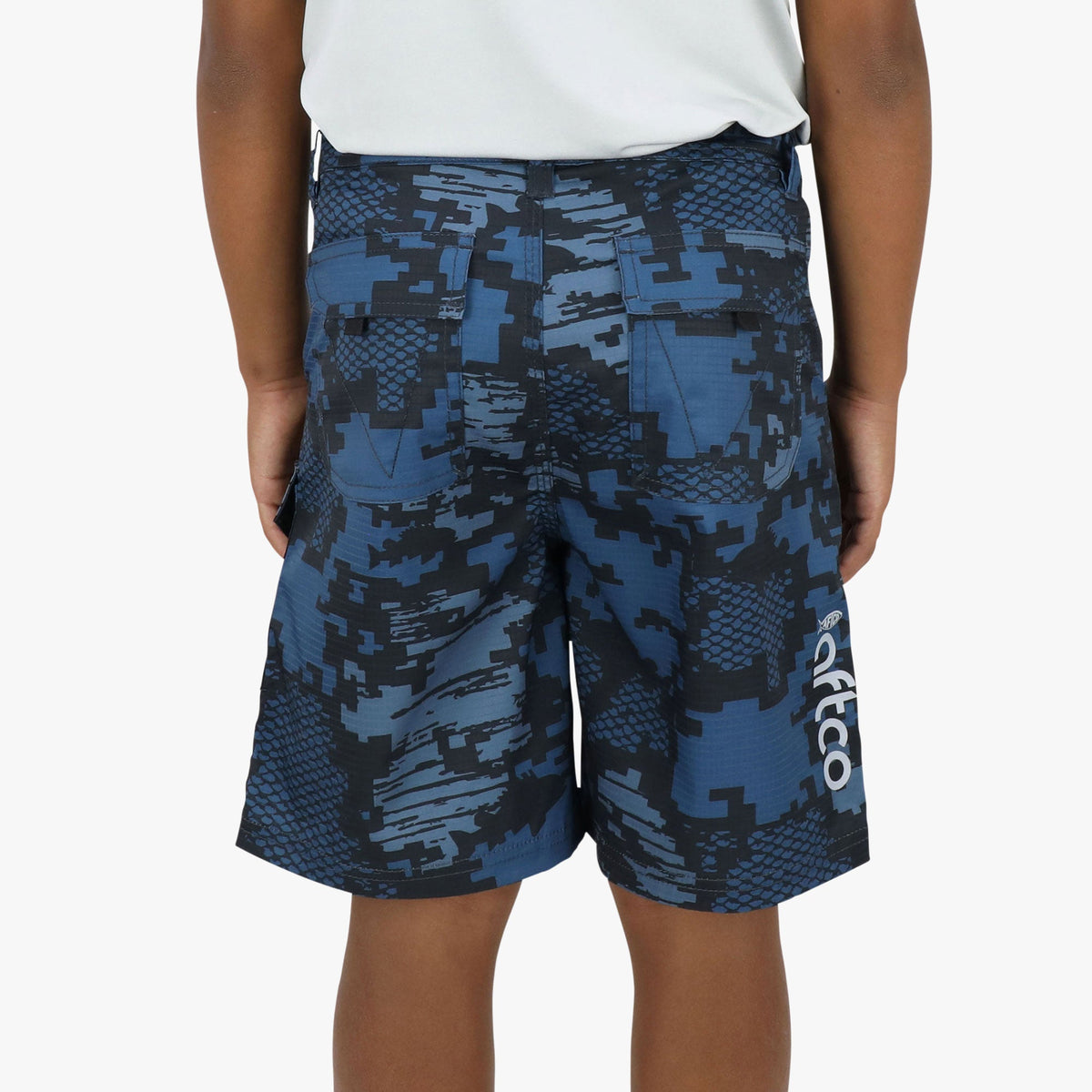 Navy Digi Camo Youth Tactical Shorts / AFTCO Trusted