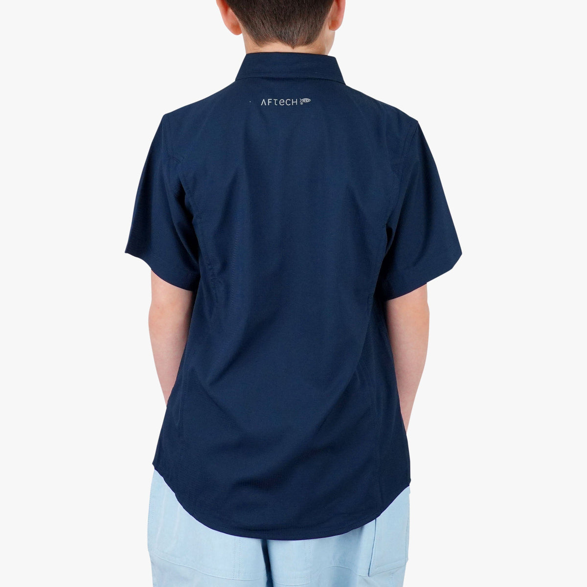 Navy Youth Rangle Short Sleeve Woven Tech Tees / AFTCO Great Value
