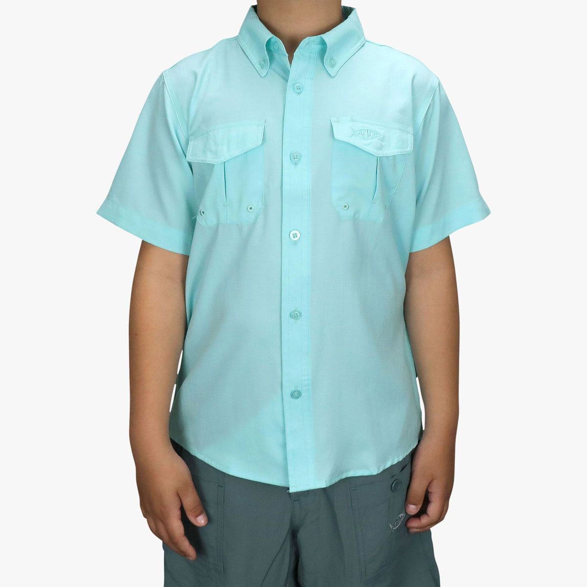 Navy Youth Rangle Short Sleeve Woven Tech Tees / AFTCO Great Value