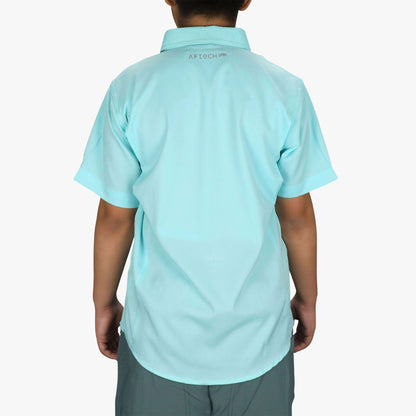 Navy Youth Rangle Short Sleeve Woven Tech Tees / AFTCO Great Value