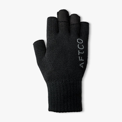 Black Warm Wool Fingerless Cold Weather Fishing Gloves / AFTCO Everyday