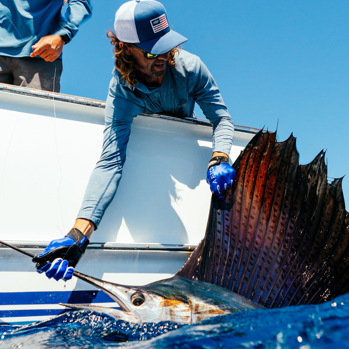 Blue JigPro Jigging Gloves / AFTCO Essential