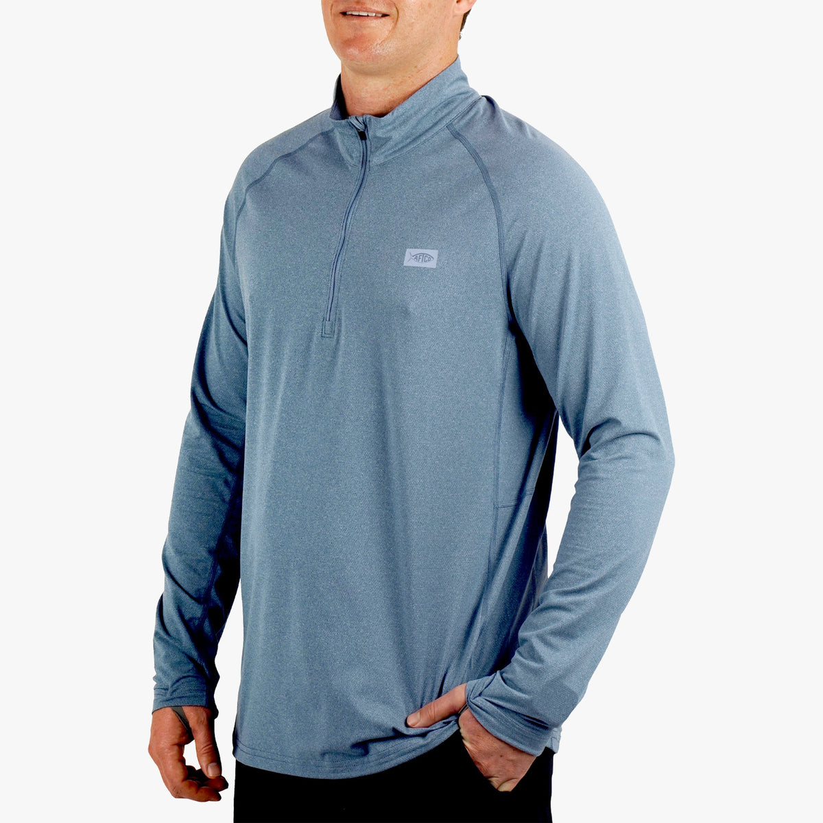 Bering Sea Heather Air O Mesh 1/4 Zip Performance Shirt / AFTCO Everyday