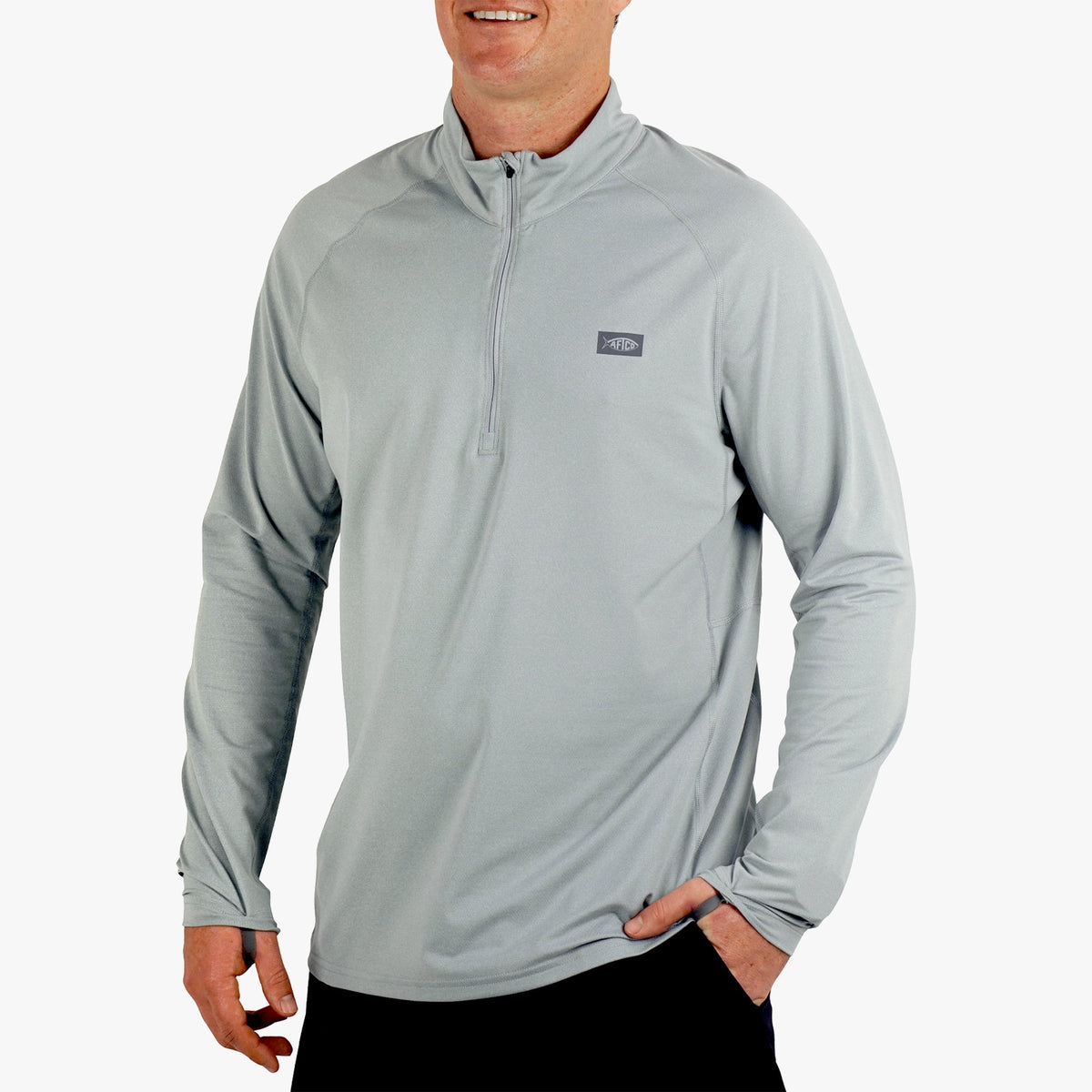 Bering Sea Heather Air O Mesh 1/4 Zip Performance Shirt / AFTCO Everyday