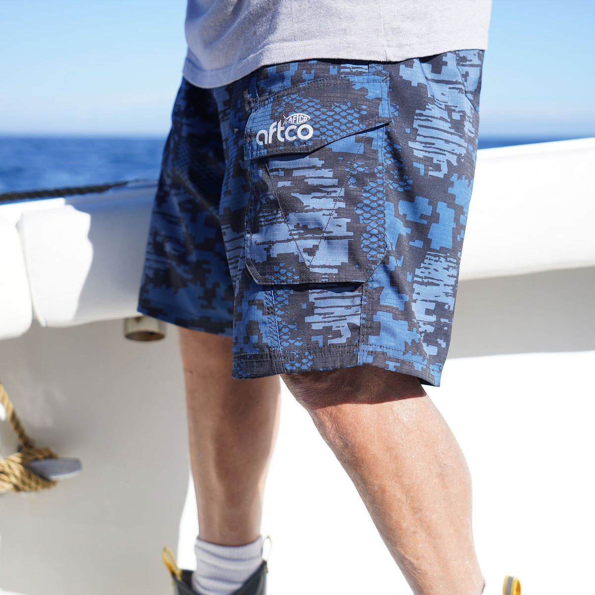 Navy Digi Camo Tactical Camo Fishing Shorts - AFTCO / AFTCO Deals