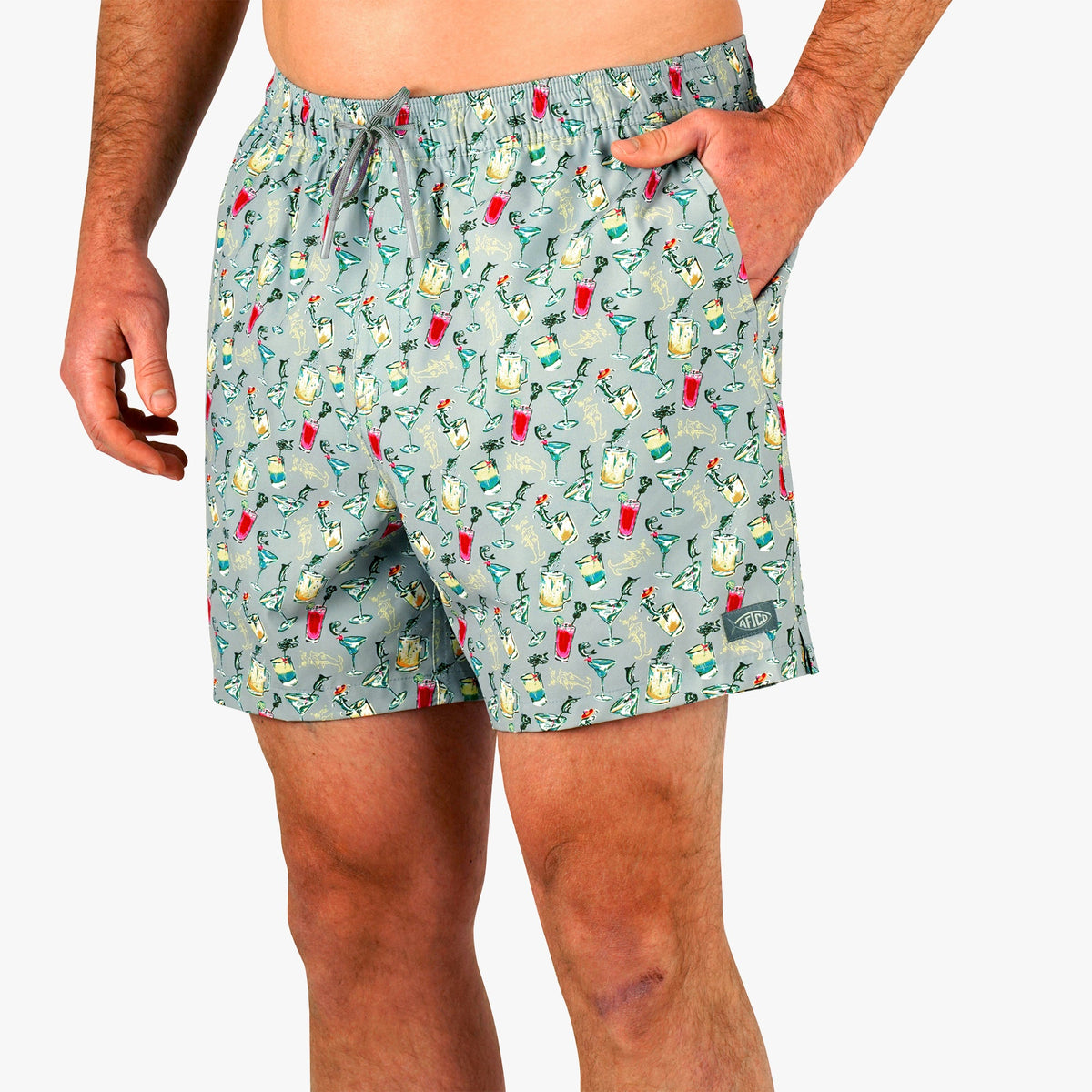 Gray Strike Printed Swim Trunks / AFTCO Hot Sale