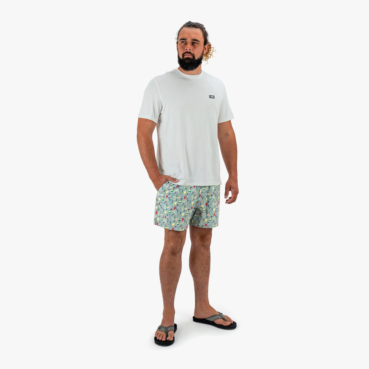 Gray Strike Printed Swim Trunks / AFTCO Hot Sale