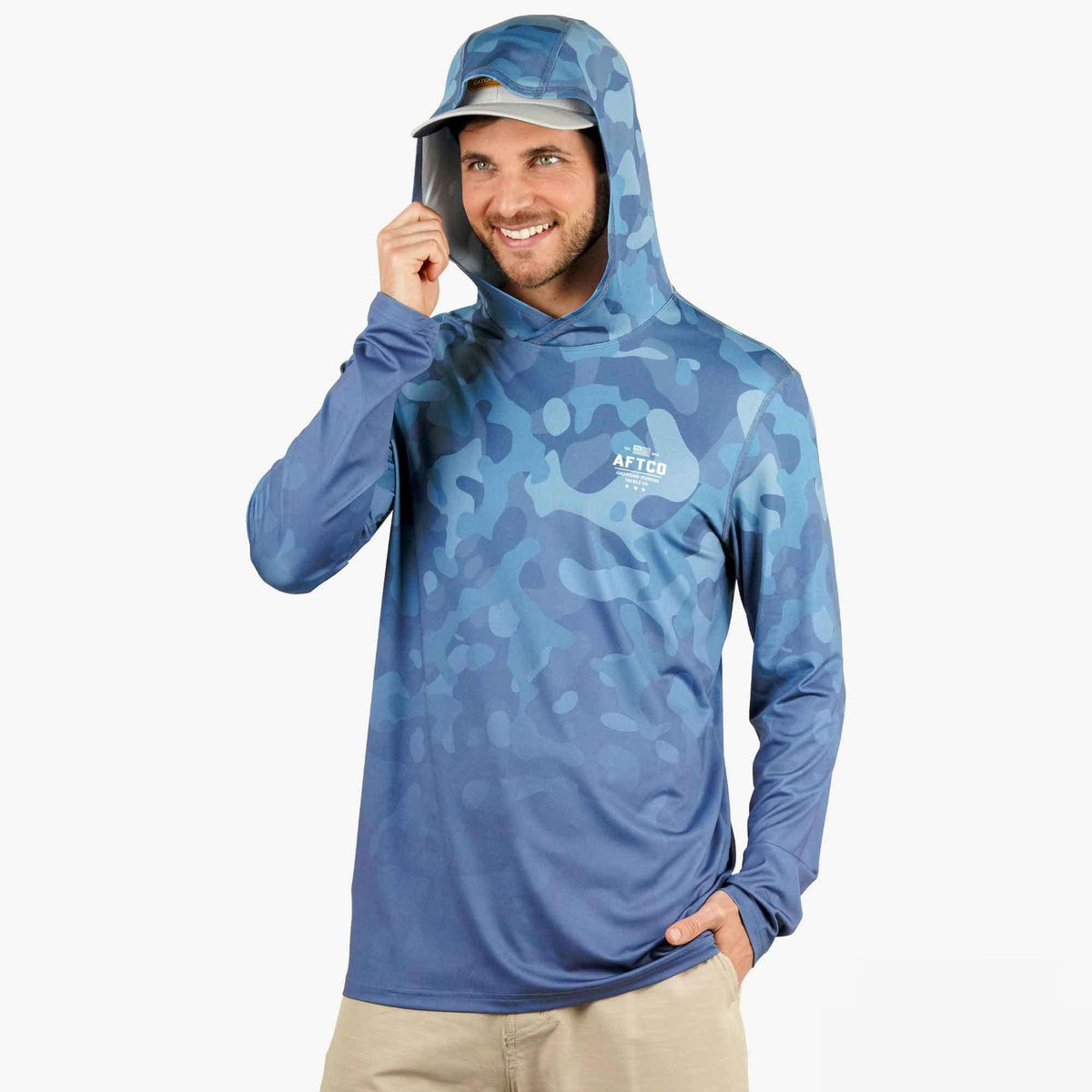 Air Force OG Camo OG Camo UVX LS Hooded Fishing Shirt / AFTCO Best Seller