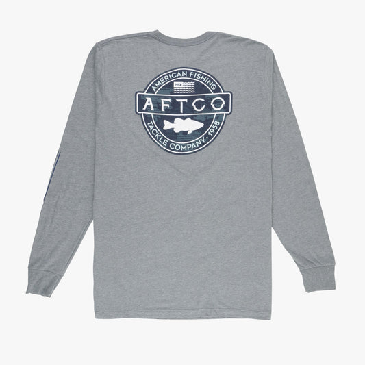 Graphite Heather Bass Patch LS T-Shirt / AFTCO Customer Favorite
