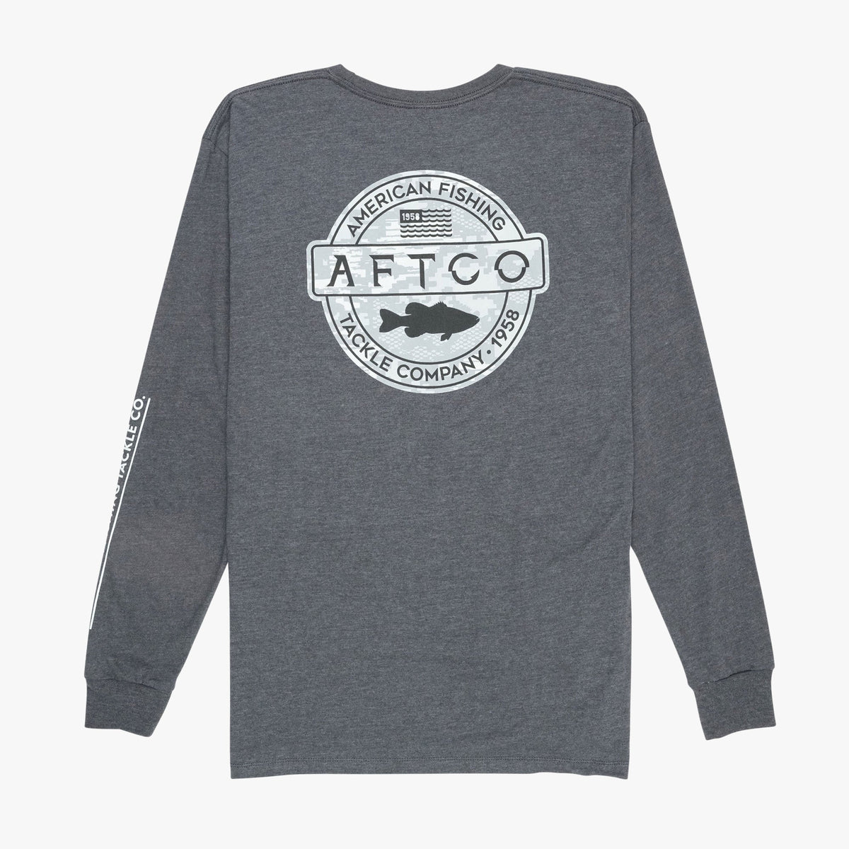 Graphite Heather Bass Patch LS T-Shirt / AFTCO Customer Favorite