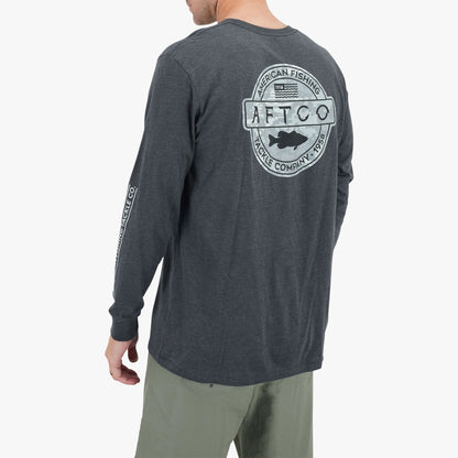 Graphite Heather Bass Patch LS T-Shirt / AFTCO Customer Favorite