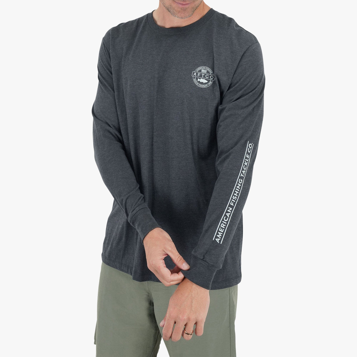 Graphite Heather Bass Patch LS T-Shirt / AFTCO Customer Favorite