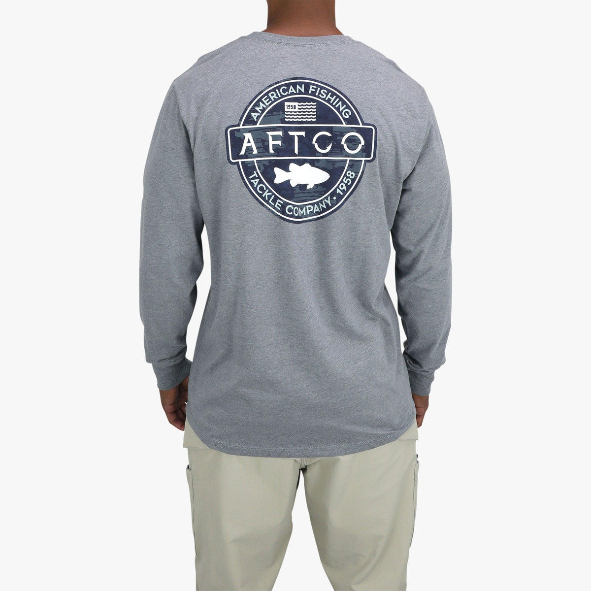 Graphite Heather Bass Patch LS T-Shirt / AFTCO Customer Favorite