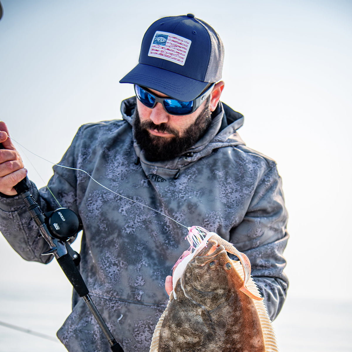 Navy Wavy Low Profile Fishing Hat / AFTCO Trusted