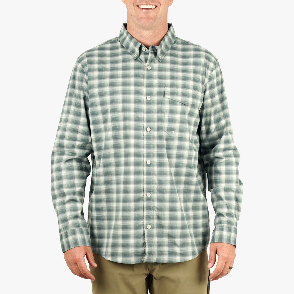 Jade Dust Portside LS Button Down Fishing Shirt / AFTCO Exclusive
