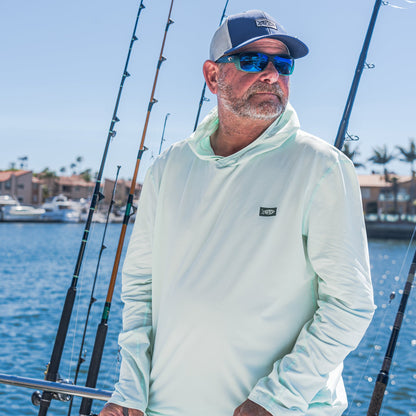 Conch Heather Air O Mesh Hooded Fishing Shirt / AFTCO Smart Buy