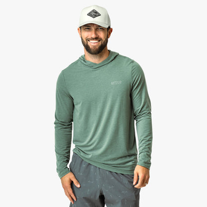 Duck Green Heather Ocean Bound LS UPF Fishing Shirts / AFTCO Best Price