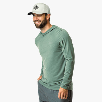 Duck Green Heather Ocean Bound LS UPF Fishing Shirts / AFTCO Best Price