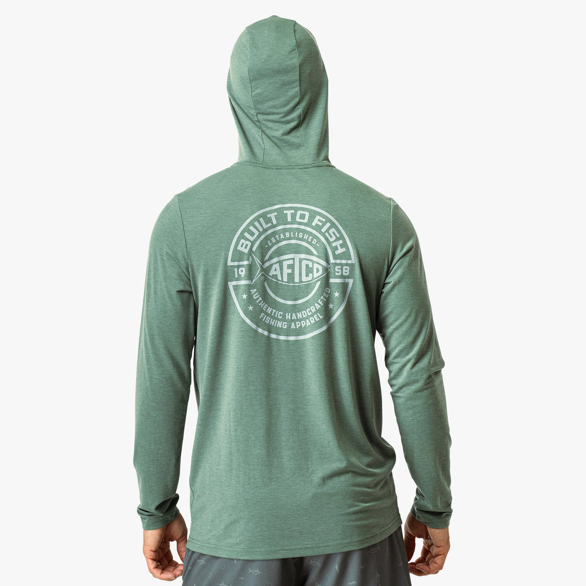 Duck Green Heather Ocean Bound LS UPF Fishing Shirts / AFTCO Best Price