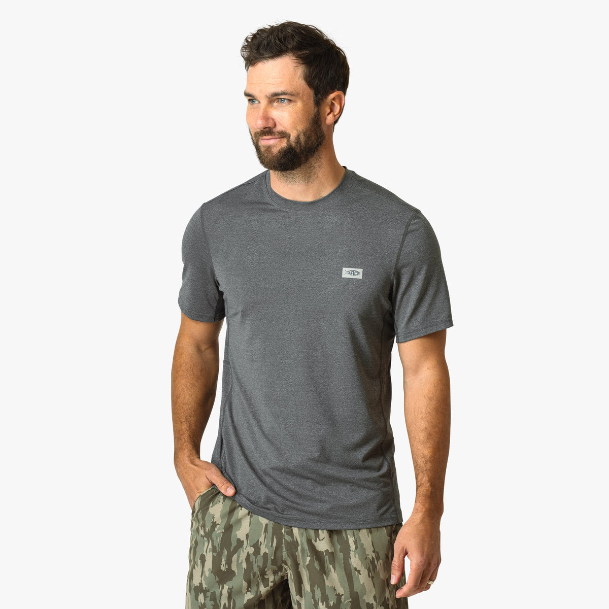 Shoreline Blue Heather Air O Mesh Breathable Fishing Shirt / AFTCO New