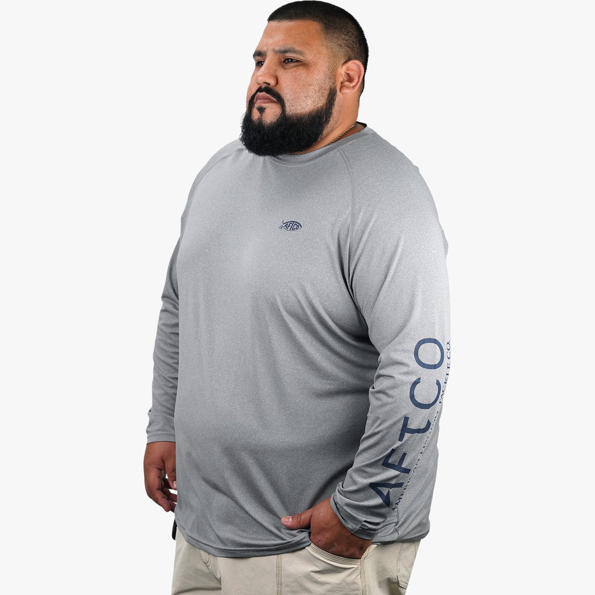 Steel Heather Big Guy Samurai LS Performance Shirt / AFTCO Latest