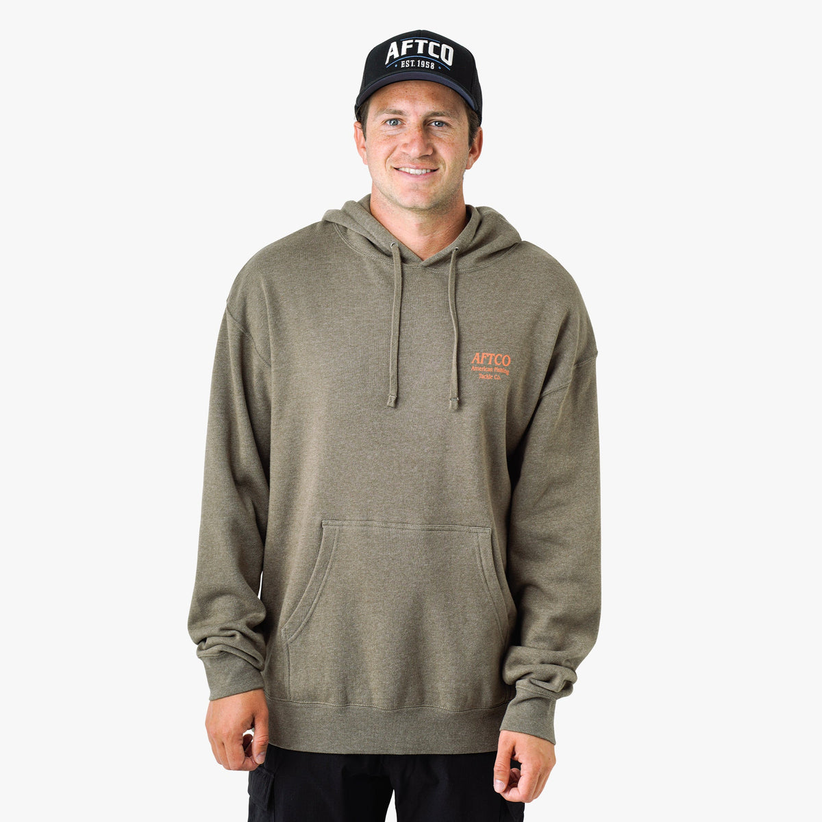 Dark Sea Heather Docked Mens Pullover Sweatshirt Hoodie / AFTCO Smart Buy