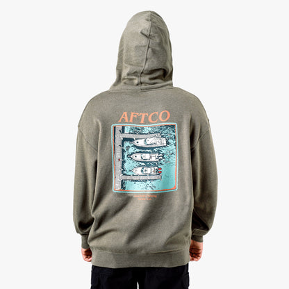 Dark Sea Heather Docked Mens Pullover Sweatshirt Hoodie / AFTCO Smart Buy
