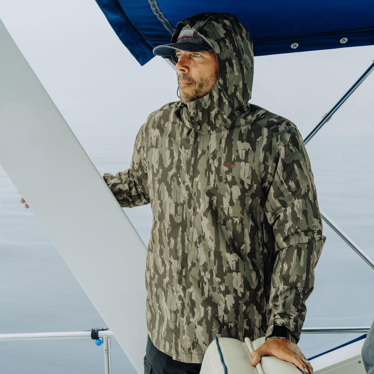 Steel Storm Camo Crossing Printed Camo Fishing Jacket / AFTCO Trusted