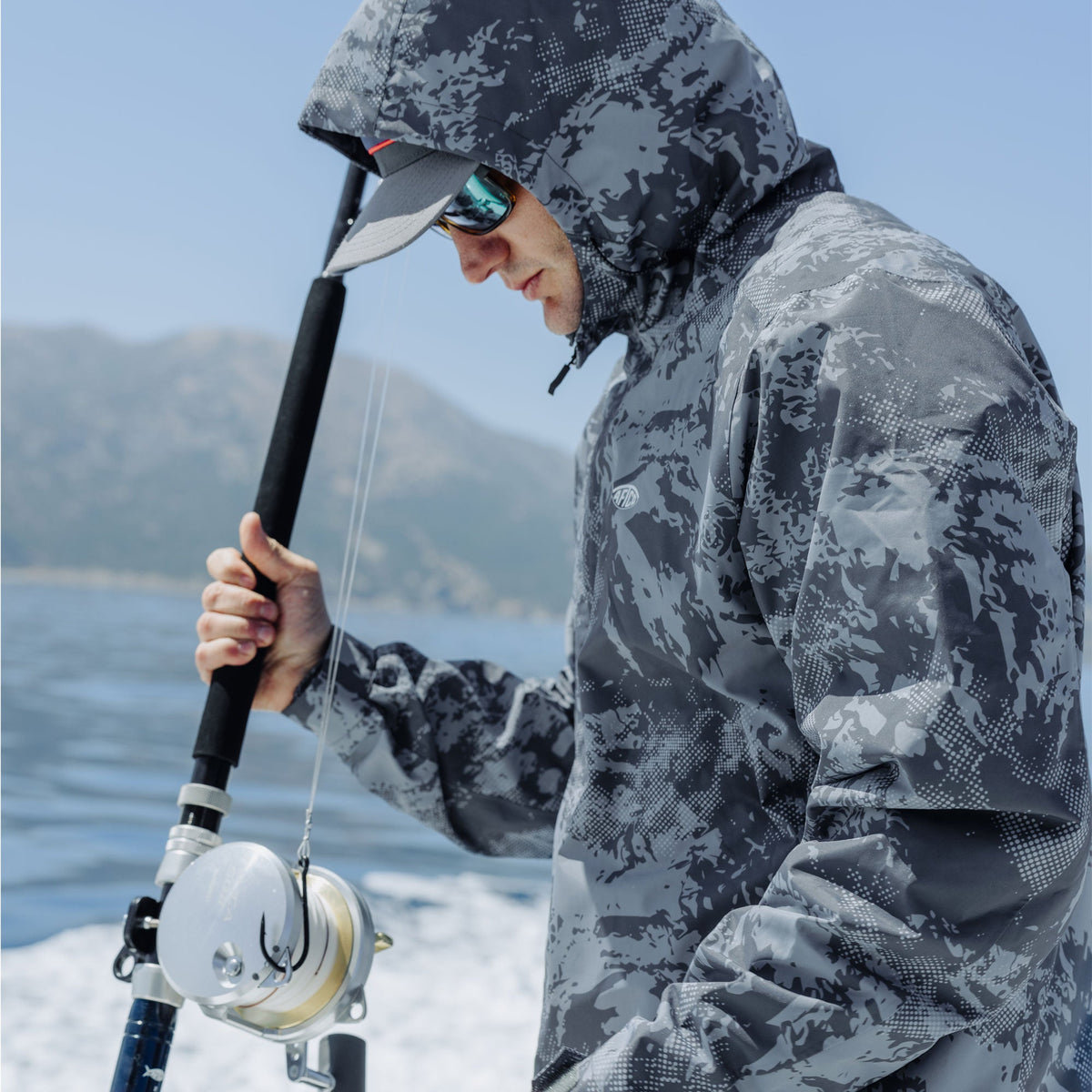 Steel Storm Camo Crossing Printed Camo Fishing Jacket / AFTCO Trusted
