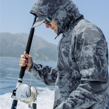 Steel Storm Camo Crossing Printed Camo Fishing Jacket / AFTCO Trusted