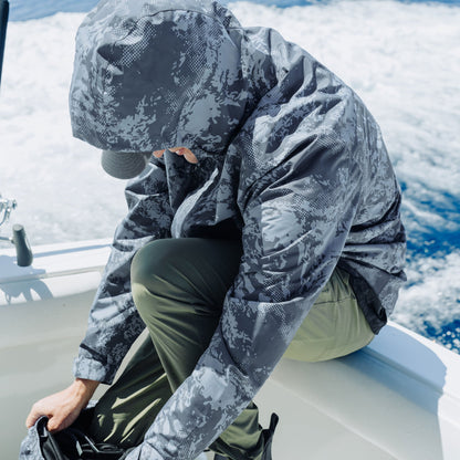 Steel Storm Camo Crossing Printed Camo Fishing Jacket / AFTCO Trusted