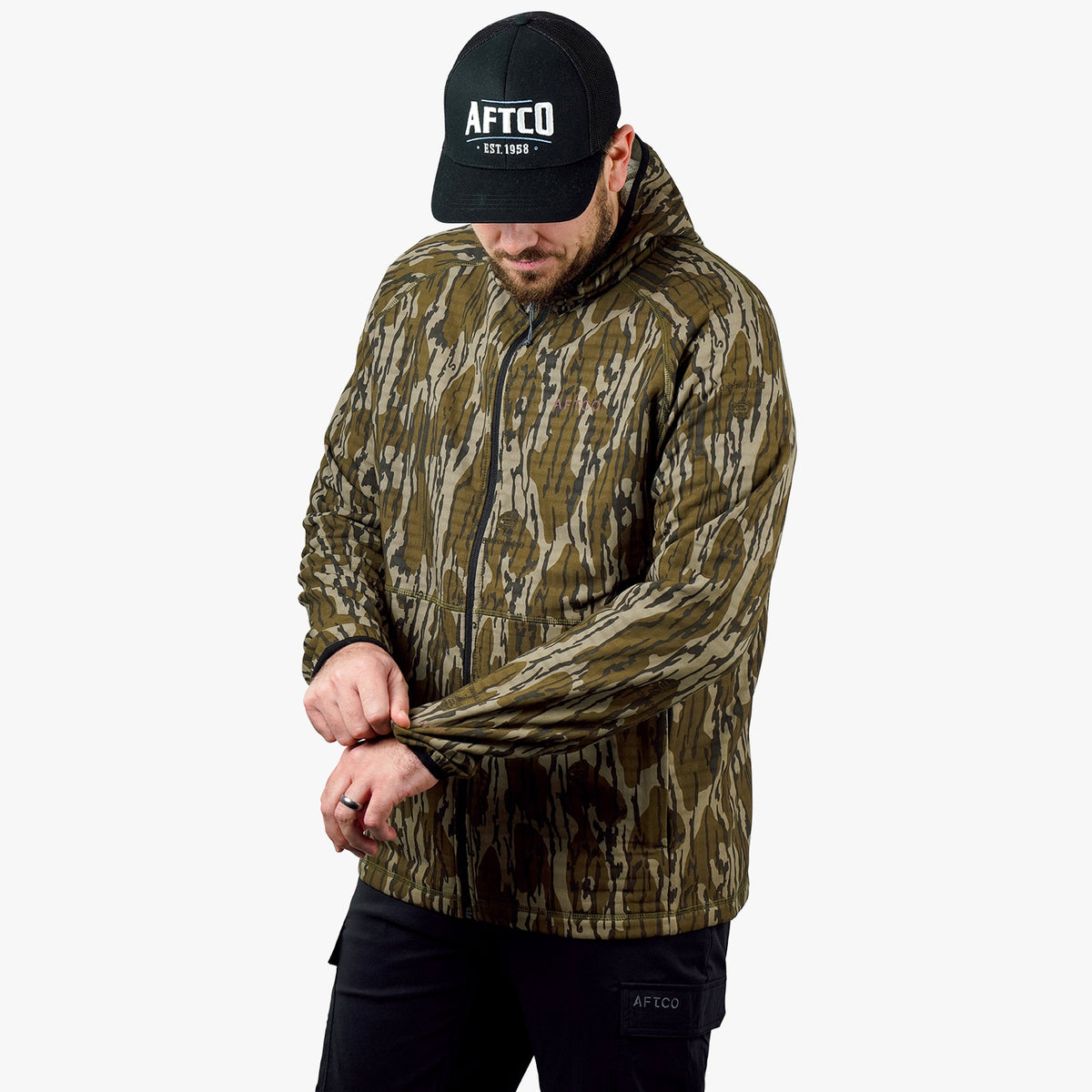 OG Bottomland ArmourLoft Mossy Oak Full Zip Fishing Hoodie / AFTCO Essential