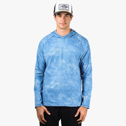Navy Grander Camo Coastal Layer Printed Camo Fishing Hoodie / AFTCO Special Offer