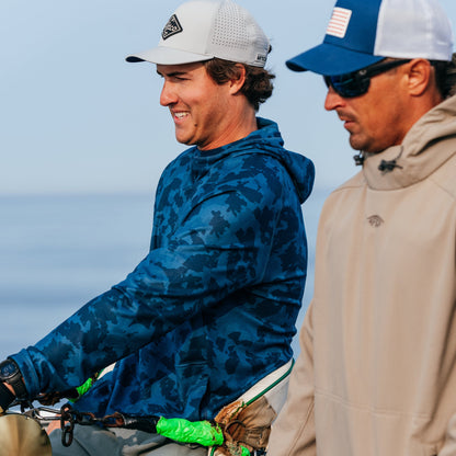 Navy Grander Camo Coastal Layer Printed Camo Fishing Hoodie / AFTCO Special Offer