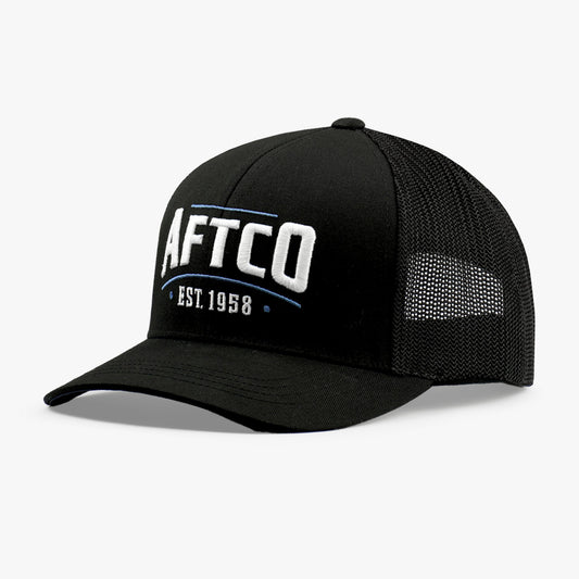 Black Tidal Trucker Fishing Hat Snapback / AFTCO Trusted