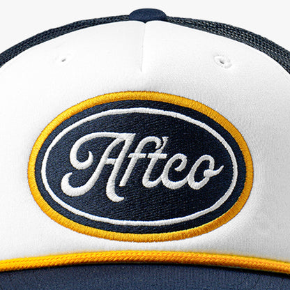 Navy Powerboat Trucker Fishing Snapback Hat / AFTCO Value
