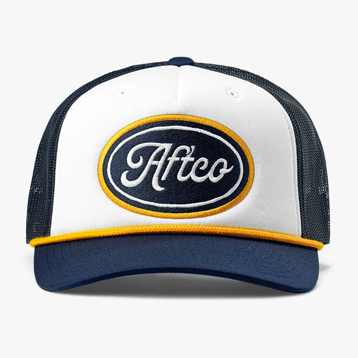 Navy Powerboat Trucker Fishing Snapback Hat / AFTCO Value