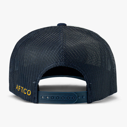 Navy Powerboat Trucker Fishing Snapback Hat / AFTCO Value
