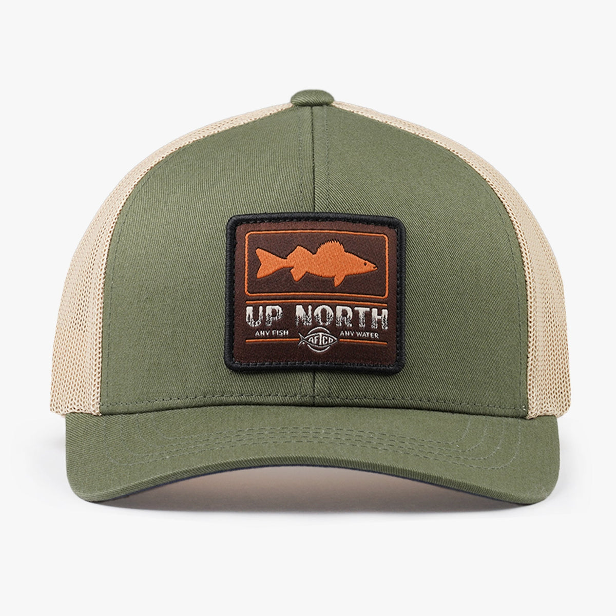 Olive Frontier Fishing Trucker Hat / AFTCO Smart Buy