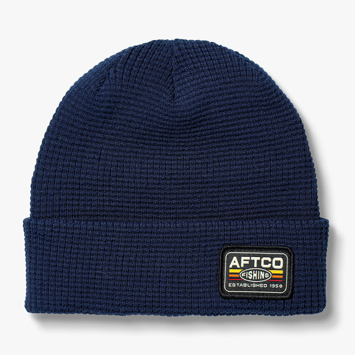 Navy Chevron Waffle Fishing Beanie / AFTCO Latest