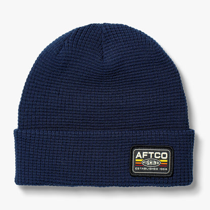Navy Chevron Waffle Fishing Beanie / AFTCO Latest