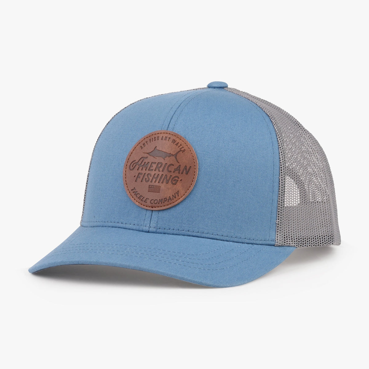 Slate Blue Lemonade Leather Trucker Hat / AFTCO Sale