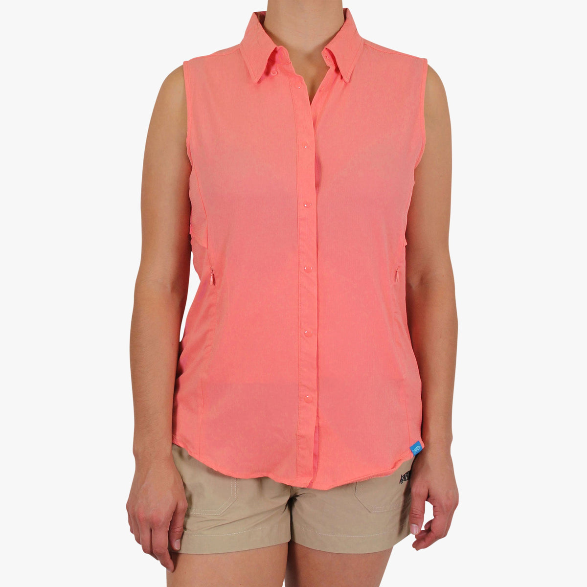 Coral Women's Wrangle Sleeveless Button Down Shirt / AFTCO Popular